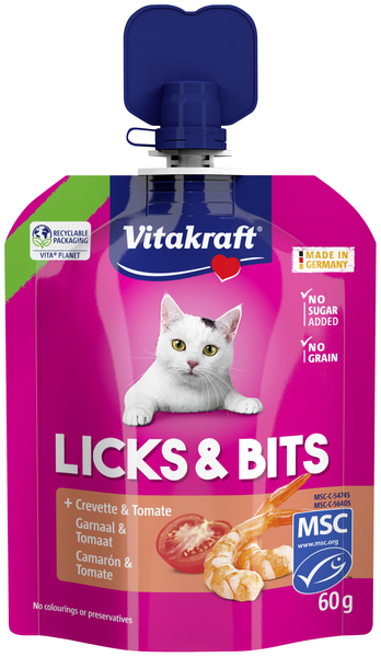 Vitakraft cat lick&bits garnaal&tomaat 60gr. - afbeelding 1