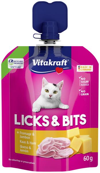 Vitakraft cat lick&bits kaas&ham 60gr. - afbeelding 1