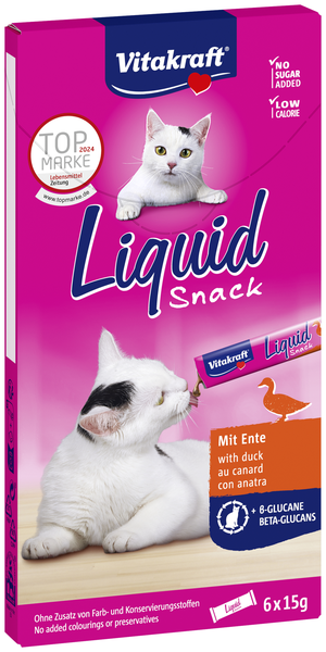 Vitakraft cat-liquid snack eend&b-glucaan 6x15 gram - afbeelding 1