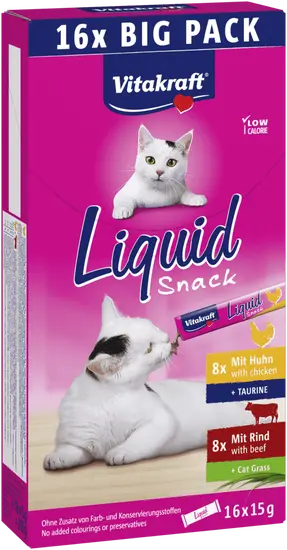 Vitakraft cat-liquid snack multipack kip en rund 16 x 15 gram