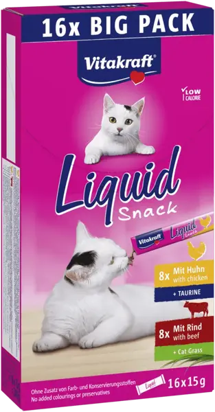 Vitakraft cat-liquid snack multipack kip en rund 16 x 15 gram