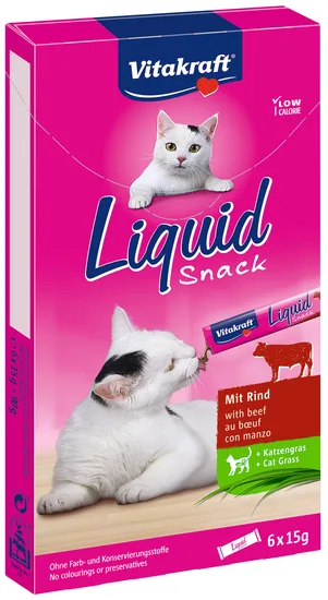 Vitakraft cat-liquid snack rund&kattengras 6x15 gram