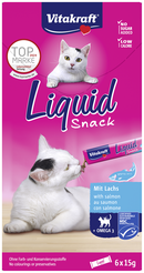 Vitakraft cat-liquid snack zalm&omega3 6x15 gram - afbeelding 2