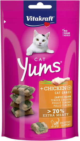 Vitakraft cat yums kip & kattengras 40 gram - afbeelding 1