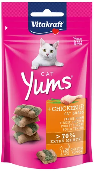 Vitakraft cat yums kip & kattengras 40 gram