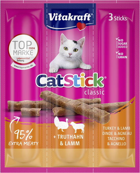 Vitakraft catstick mini kalkoen&lam - afbeelding 1