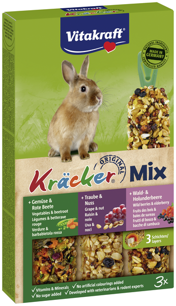 Vitakraft dwergkonijnkracker trio mix 3in1 168 gram - afbeelding 1