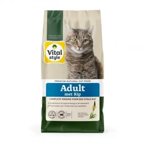 Vitalstyle Ecostyle cat adult kip 10kg kattenvoer - afbeelding 1