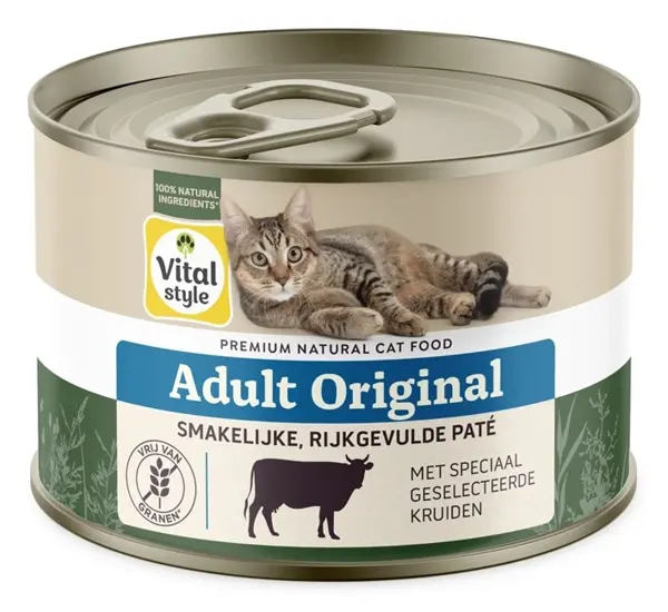 Vitalstyle Ecostyle cat blik adult original rund 200gr. kattenvoer - afbeelding 1