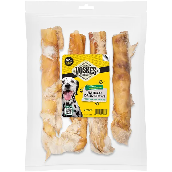 Voskes konijnenhuidrollen met vacht 4 stuks - afbeelding 1