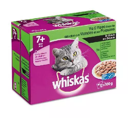 Whiskas multi-pack senior 7+ vis & vlees in saus 12x85 gram