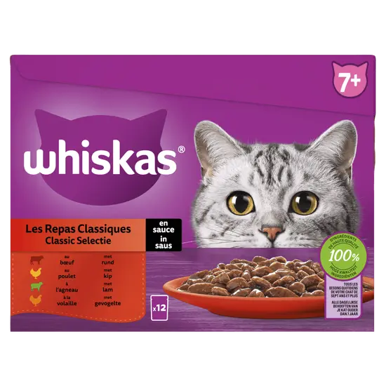 Whiskas multi-pack senior 7+ vlees in saus 12x85 gram