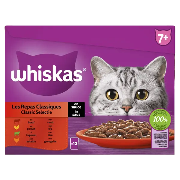 Whiskas multi-pack senior 7+ vlees in saus 12x85 gram