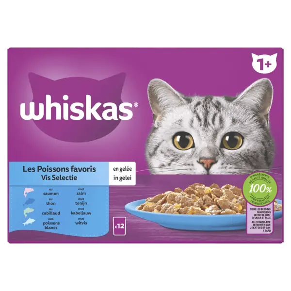 Whiskas multi-pack vis selectie in gelei 12x85 gram