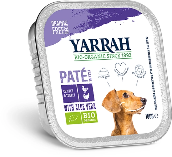 Yarrah hond biologisch alu pate kip & kalkoen met aloe vera 150 gr - afbeelding 1