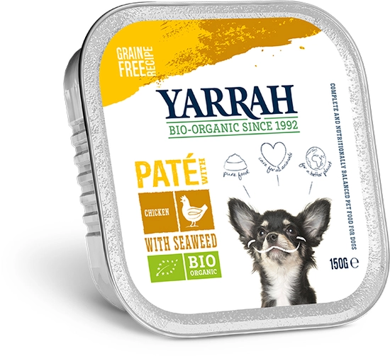 Yarrah hond biologisch alu pate kip met zeewier 150 gr - afbeelding 1