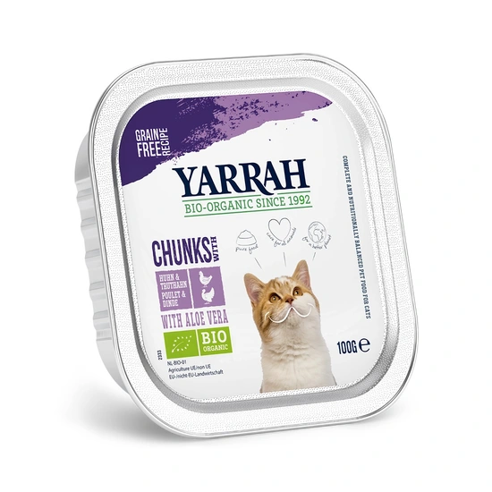Yarrah kat biologisch alu brokjes kip met kalkoen 100 gr - afbeelding 1