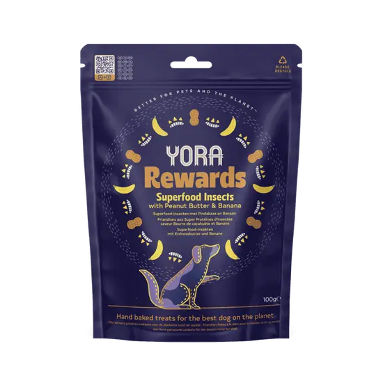 Yora dog rewards insecten & peanut & banana 100 gram