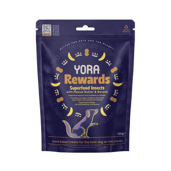Yora dog rewards insecten& peanut& banana 100gr. - afbeelding 1
